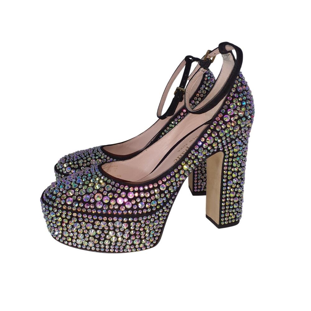 Kate Spade Sparkling Black Gia Pave Platform Pump Size 6.5 B - Picture 3 of 6